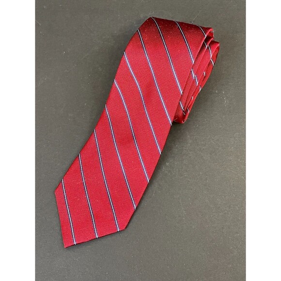 Lauren Ralph Lauren Men's Repp Neck Tie 100% Silk Stripe Red Blue 59.5' x 3" - Picture 1 of 8